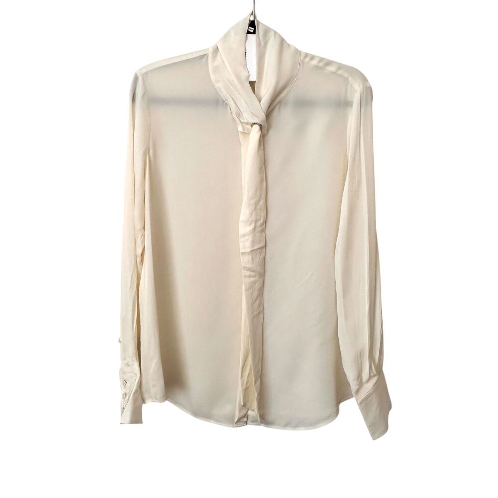 JASON WU Tie Neck Ivory Silk Blouse NWT Sz 4